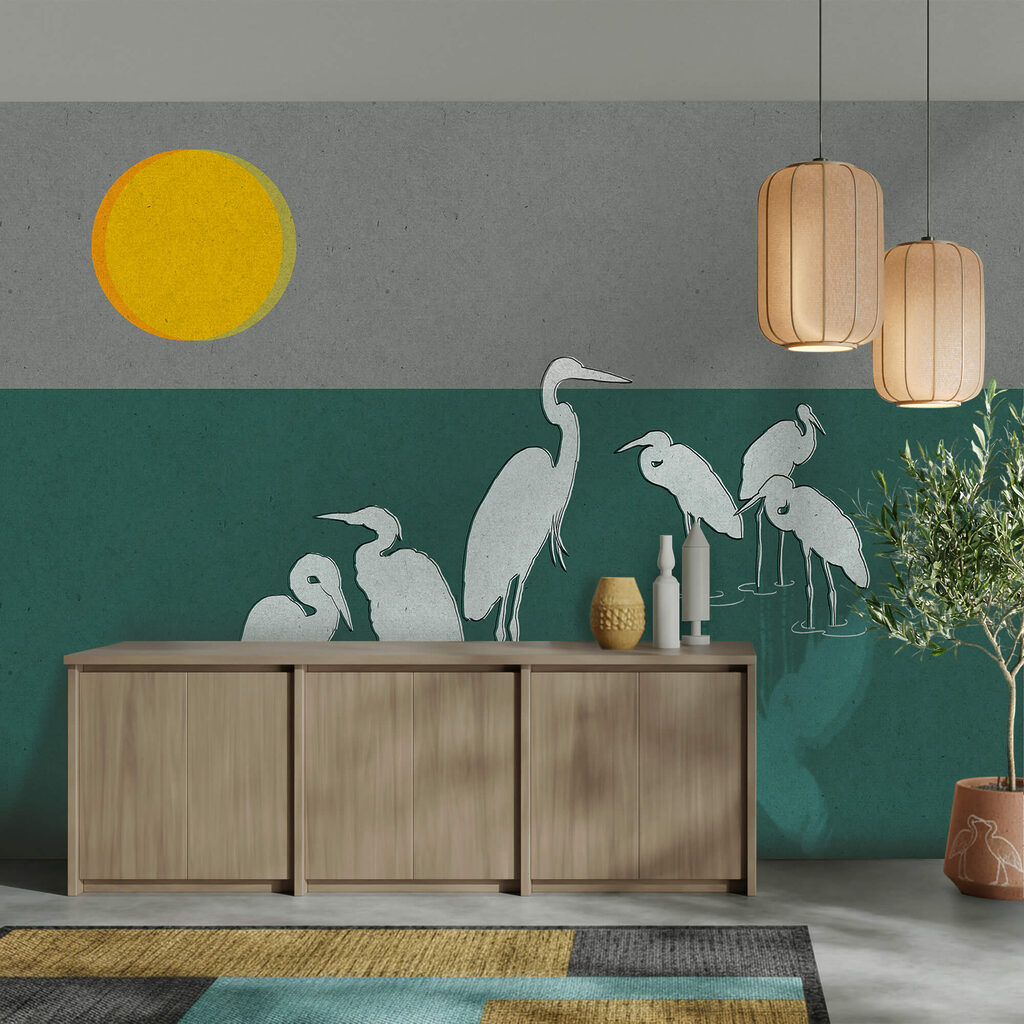 Witte reigers onder zonnetje — interieur 3