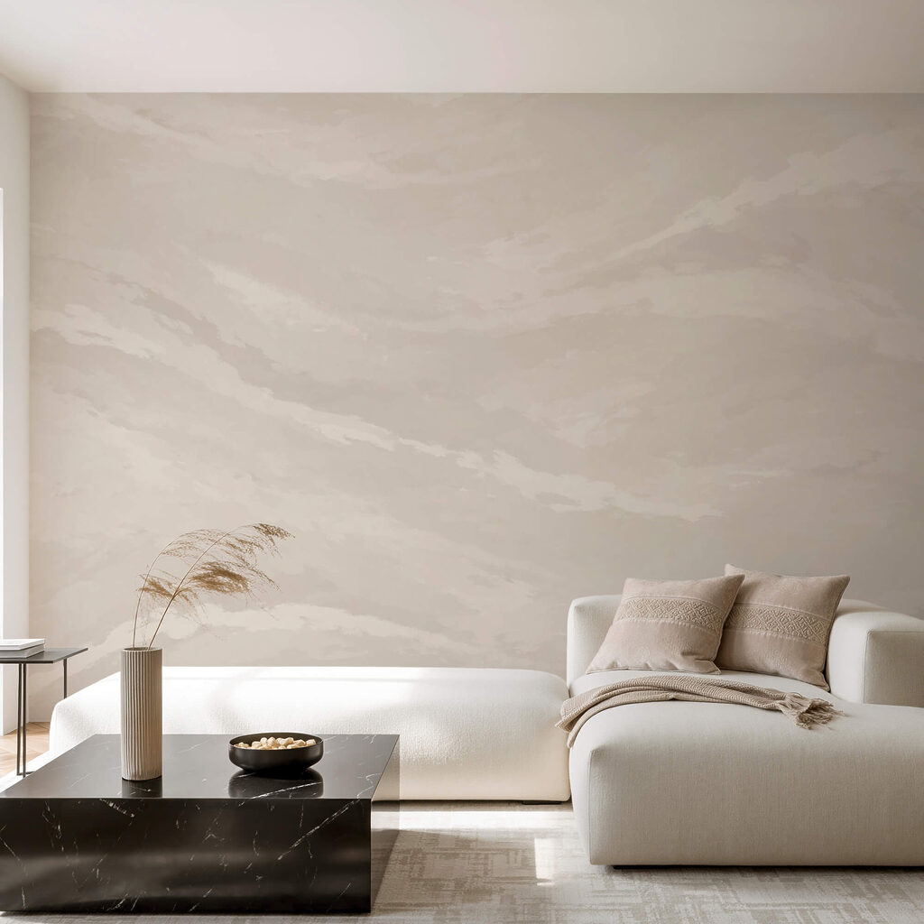 Wit oppervlak met veel wolken in een interieur