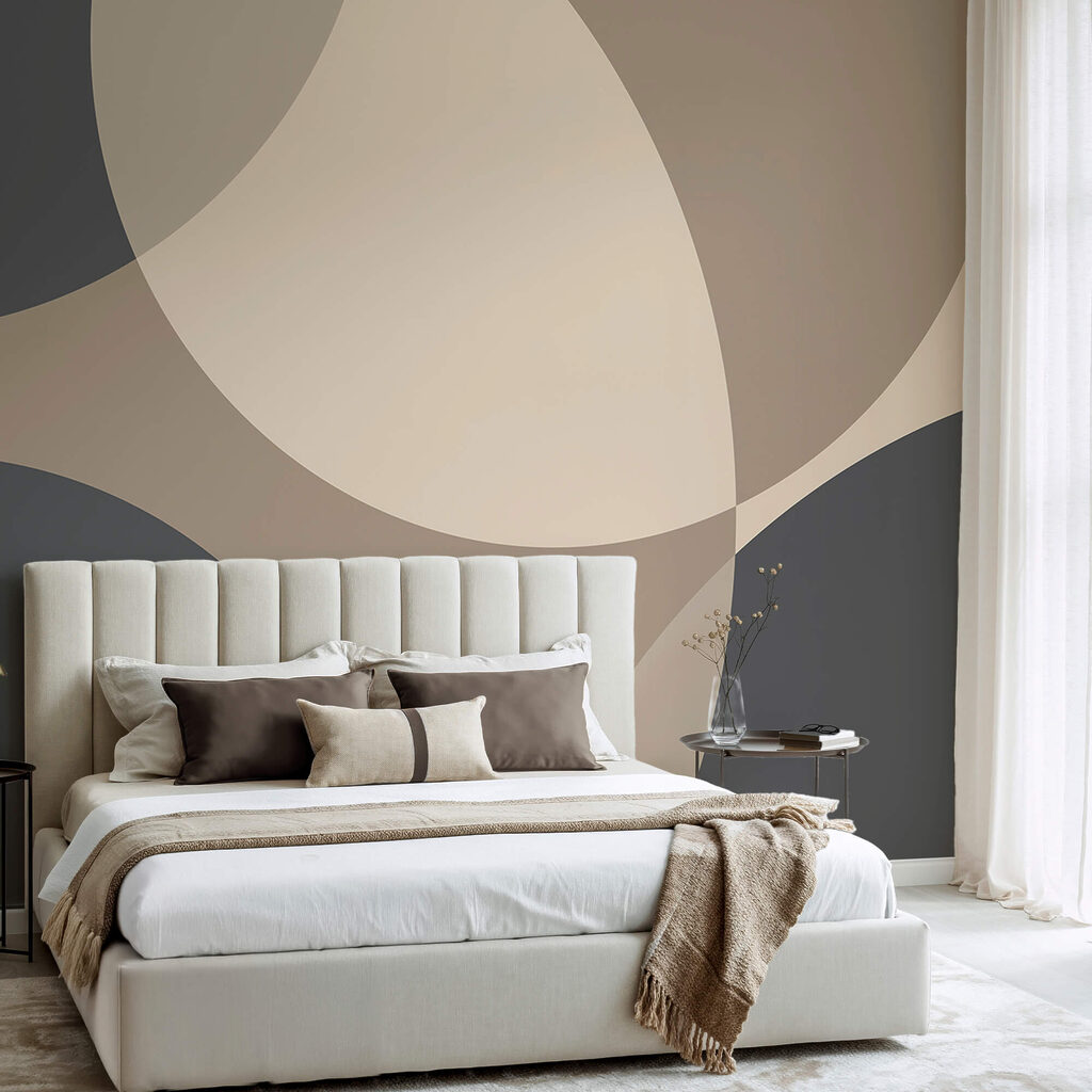 Abstracte vormen in zachte aardetinten — interieur 2