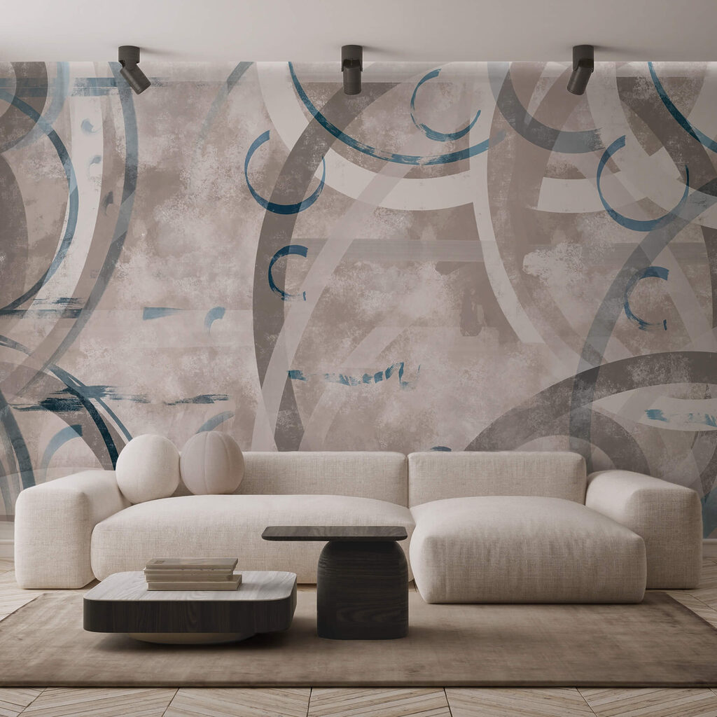 Blauwe bogen over verf — interieur 2