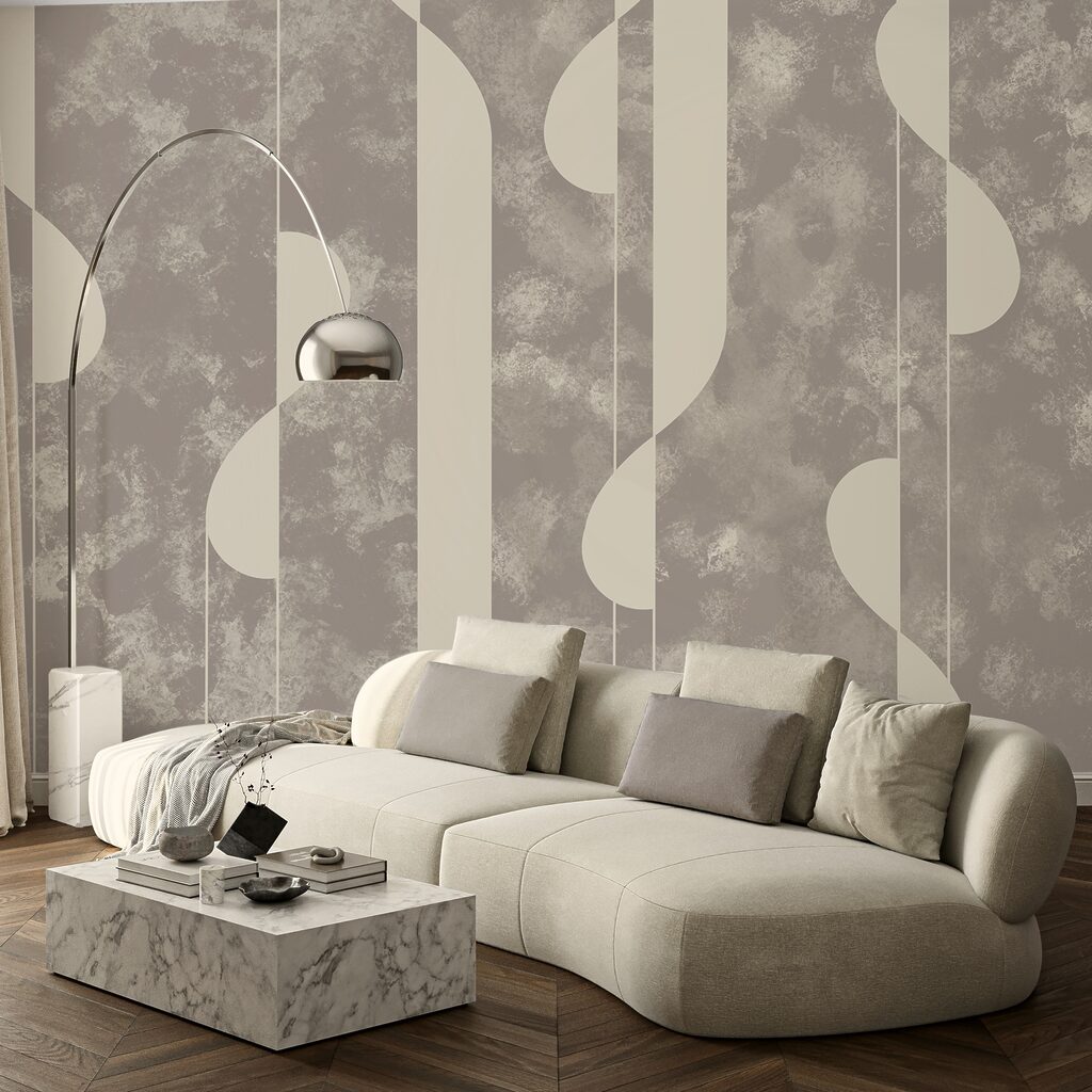 Abstrakt patroon in zachte tinten in een interieur