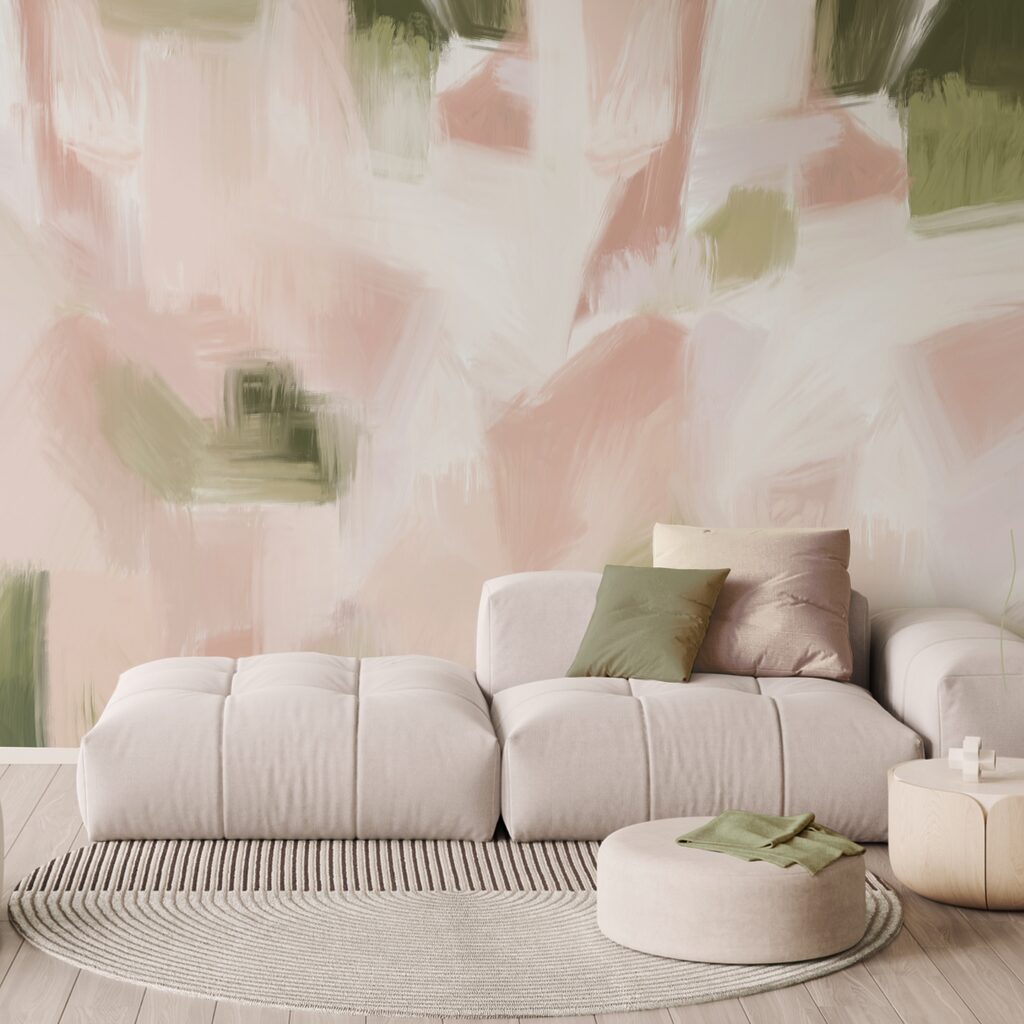 Abstracte tinten in zachte pasteltinten in een interieur
