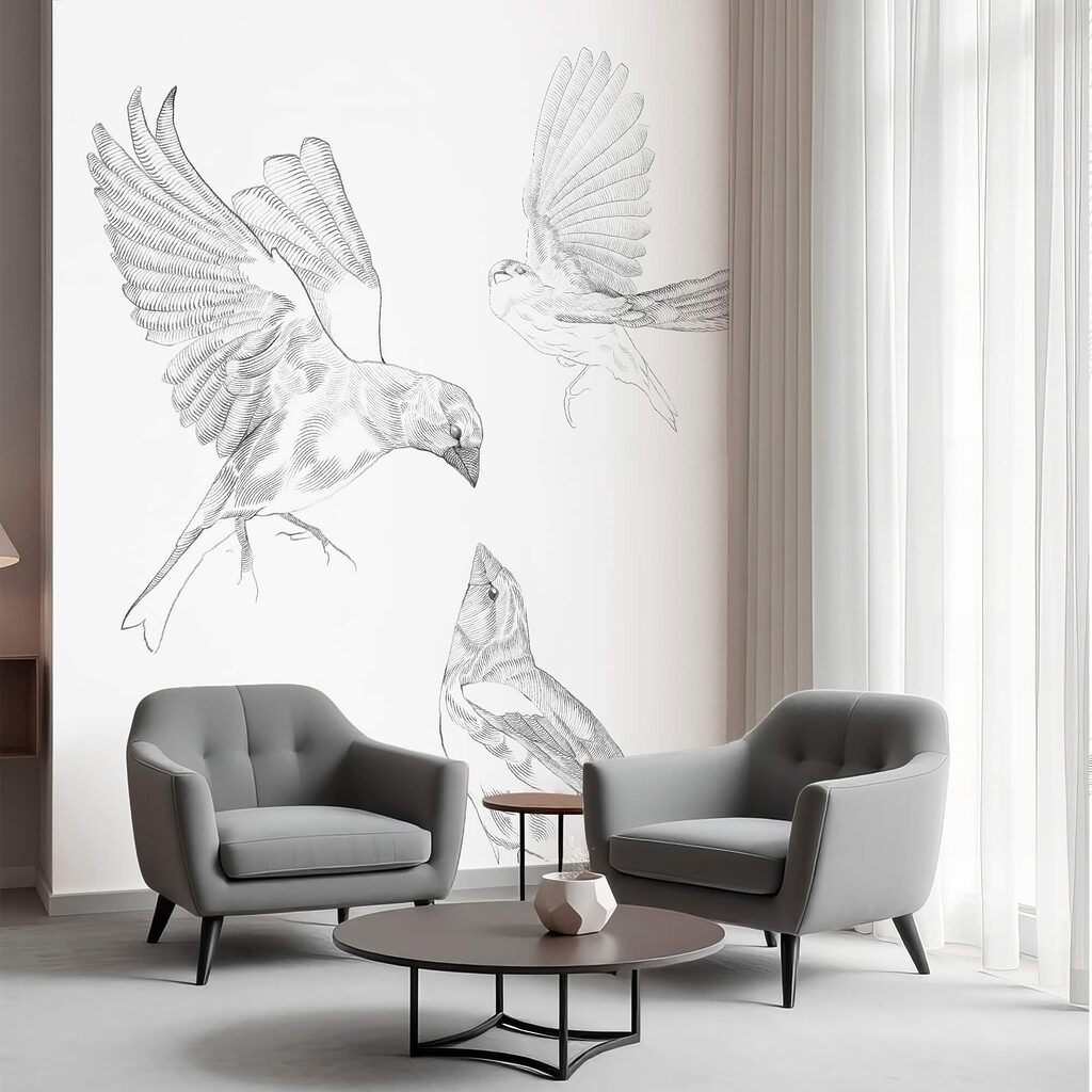 Vliegende vogels in potlood — interieur 2