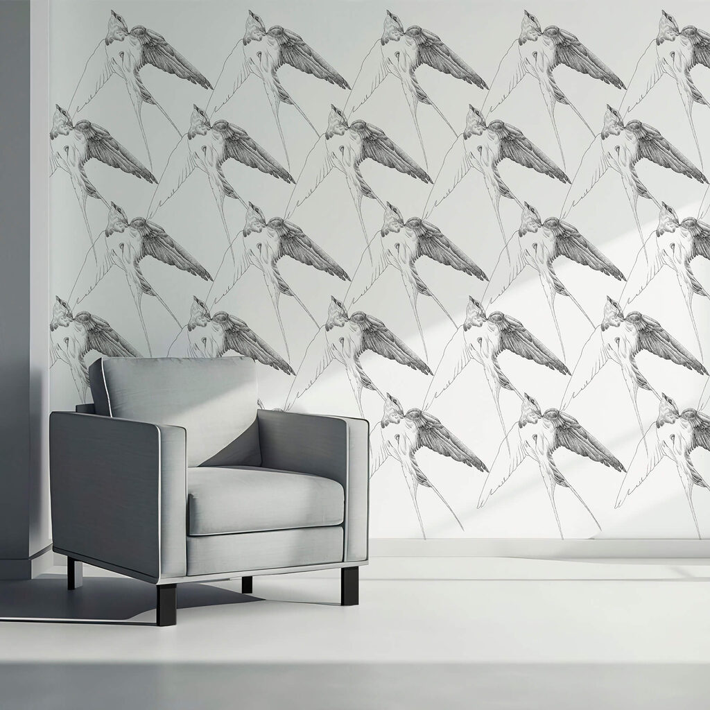 Reigers in fijne tekenlijnen — interieur 3