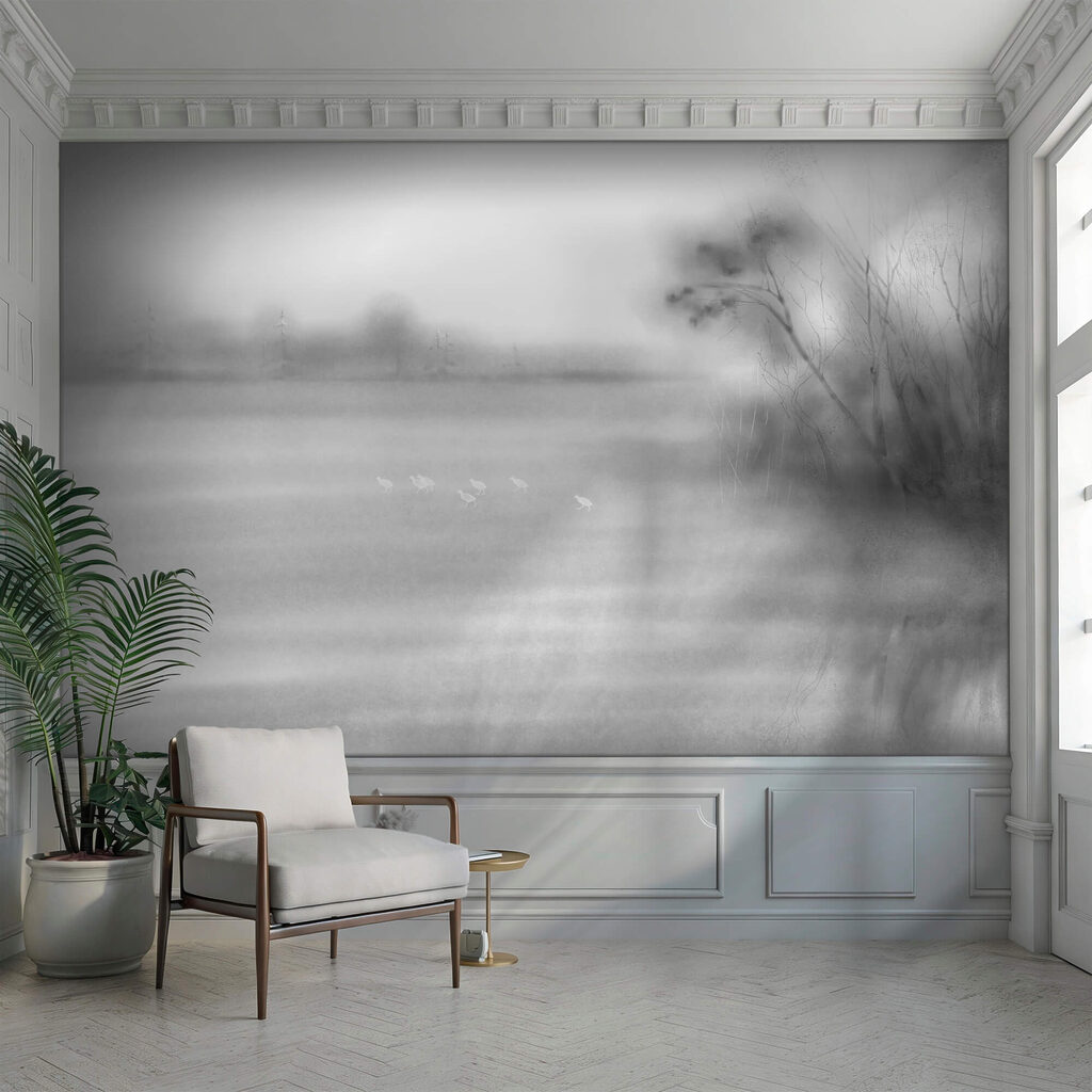 Riet langs vervagend water — interieur 2