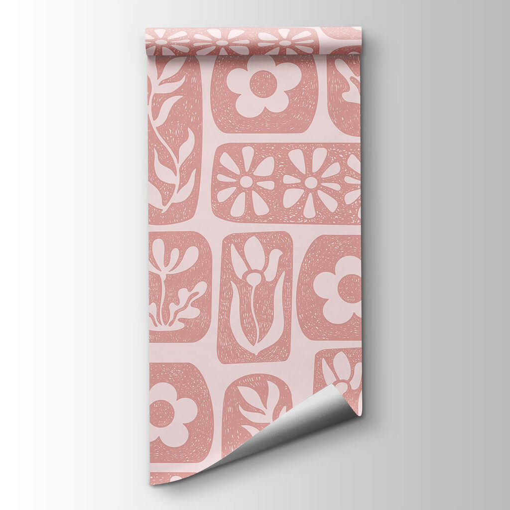 Bloemen in roze vakjes — productweergave