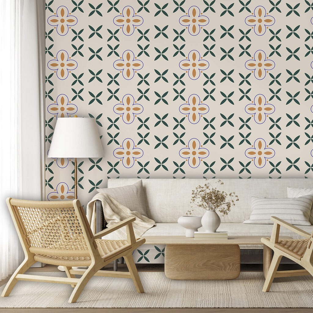 Bloemetjes tussen kleine kruisjes — interieur 1