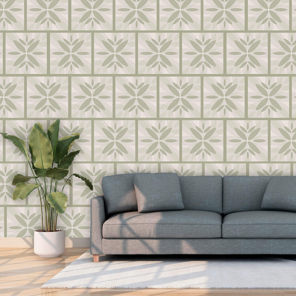 Lichtgroene bloemtegels — interieur 2