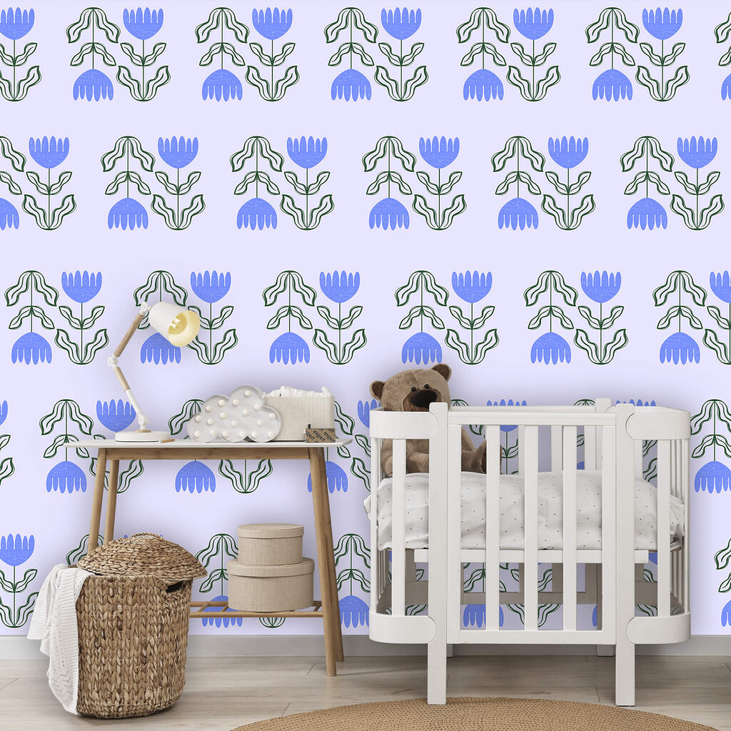 Blauwe klokjes in rijen — interieur 1