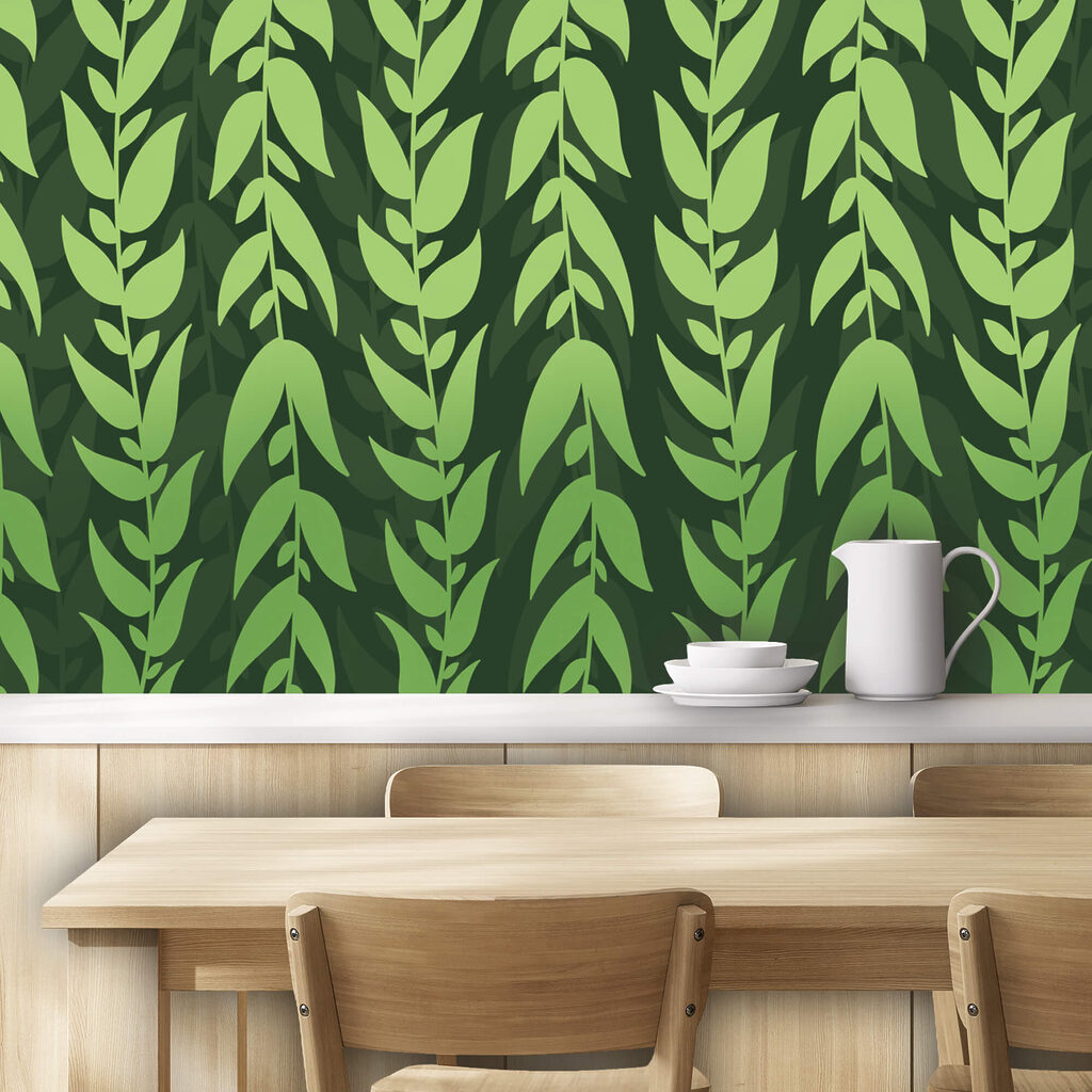 Groene bladeren volgen golven — interieur 1