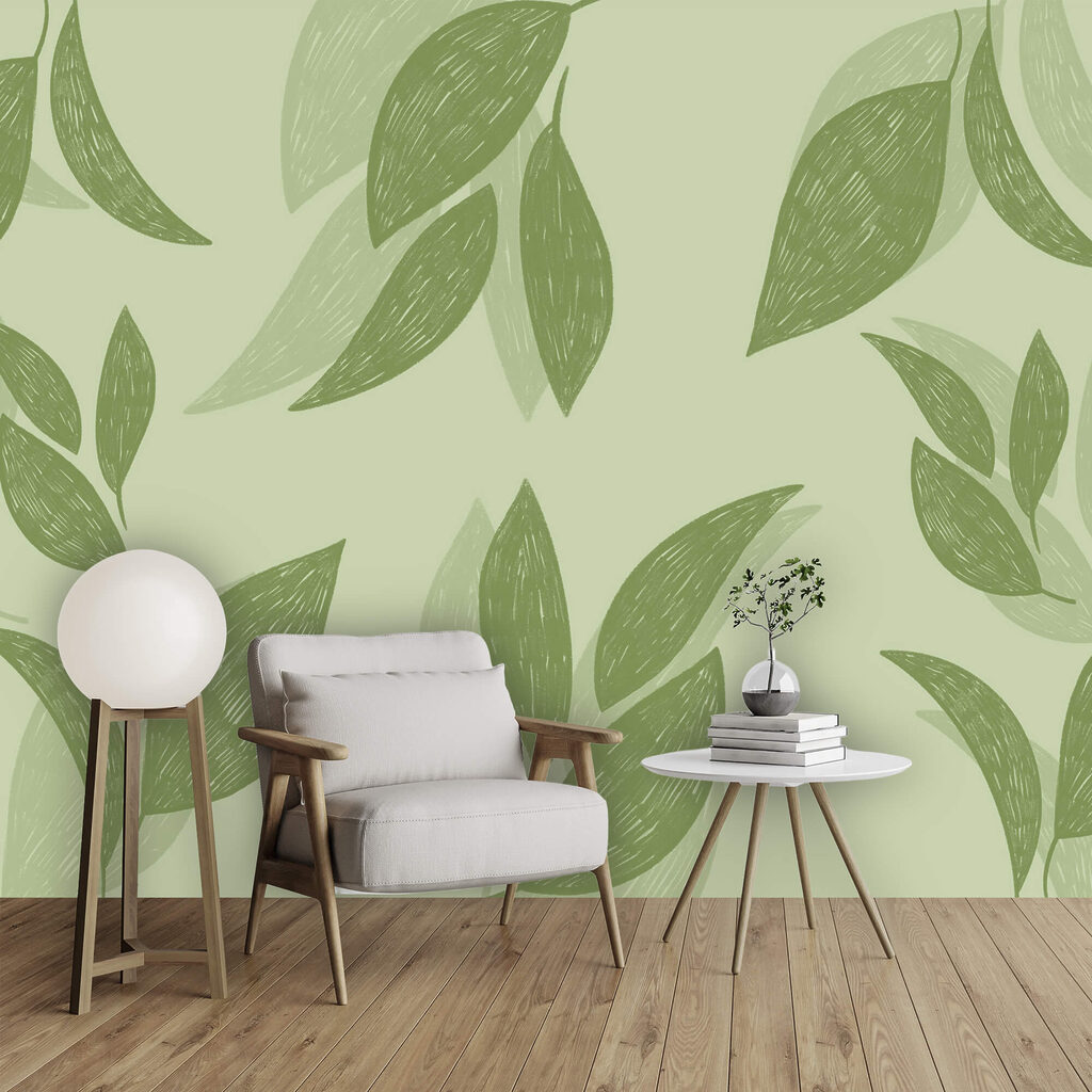 Bladparen in lichte groentinten — interieur 2