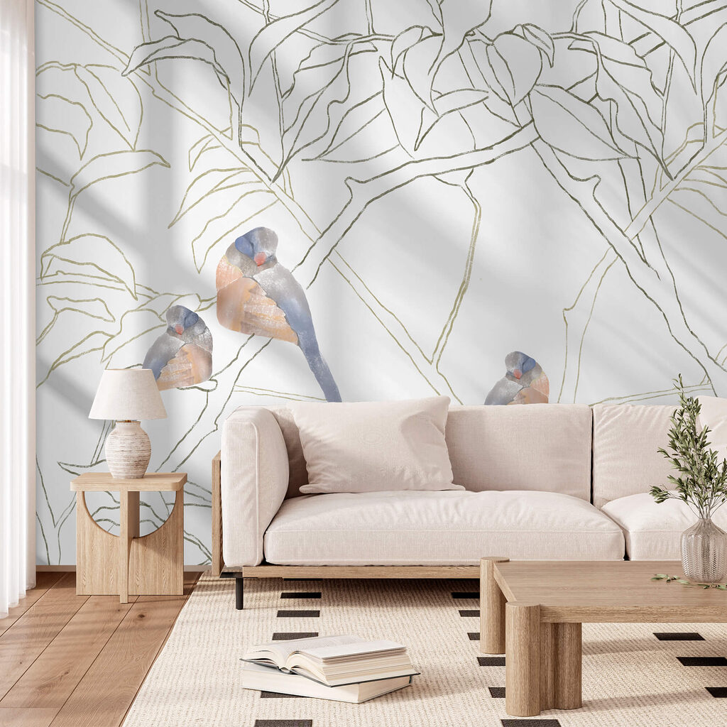 Vogels tussen getekende takken — interieur 2