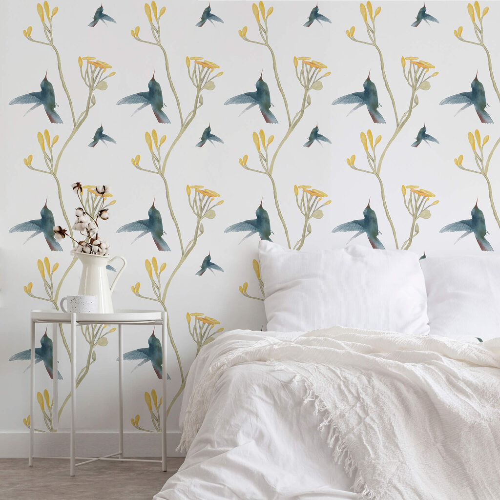Kolibries bij gele bloemen — interieur 1