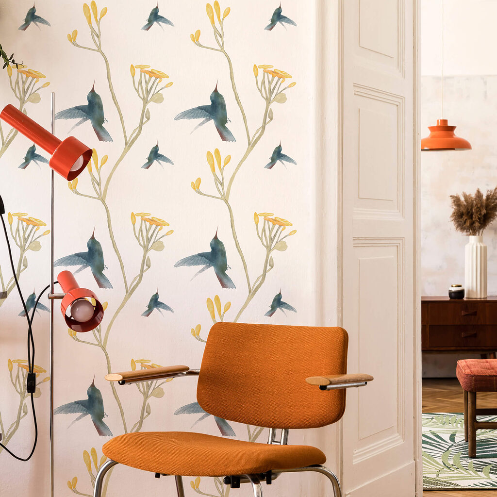 Kolibries bij gele bloemen — interieur 2