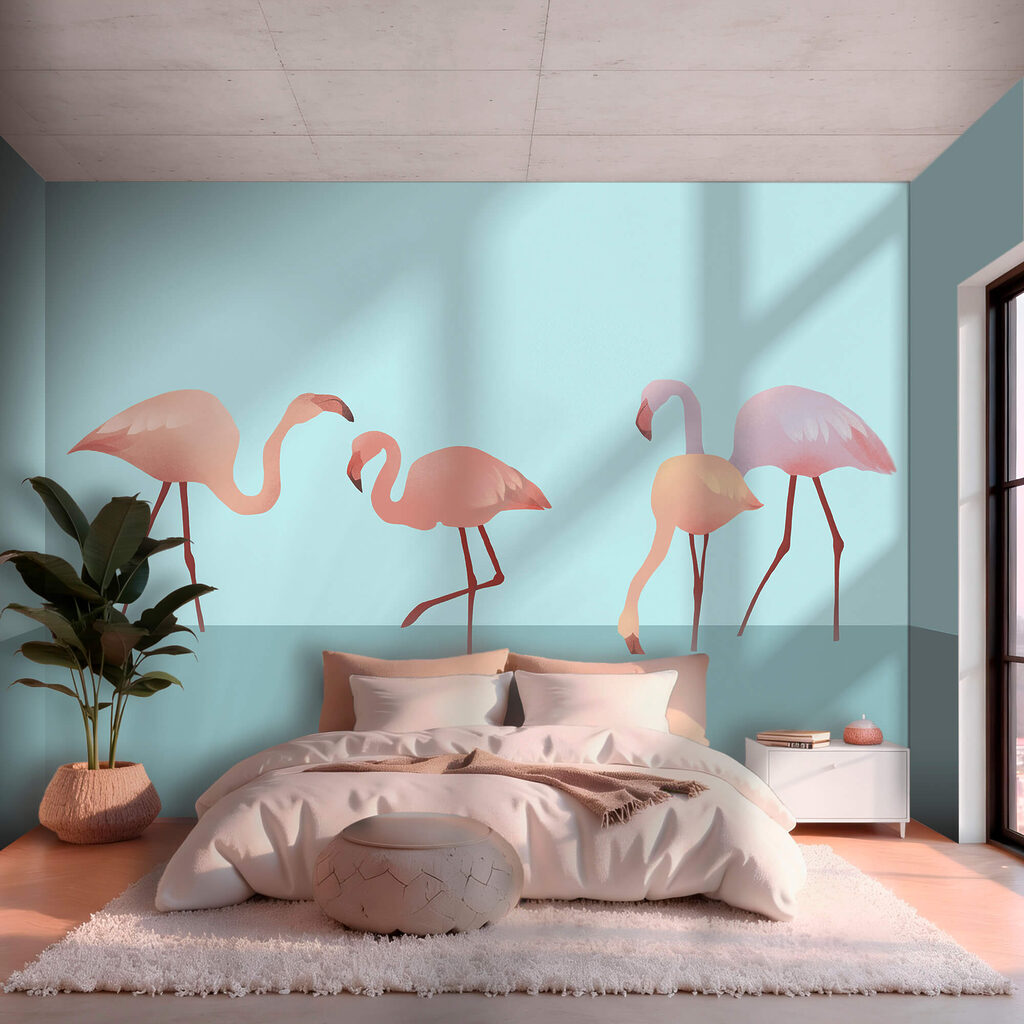 Flamingo’s op turquoise — interieur 1