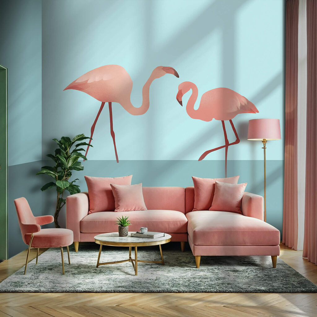 Flamingo’s op turquoise — interieur 2