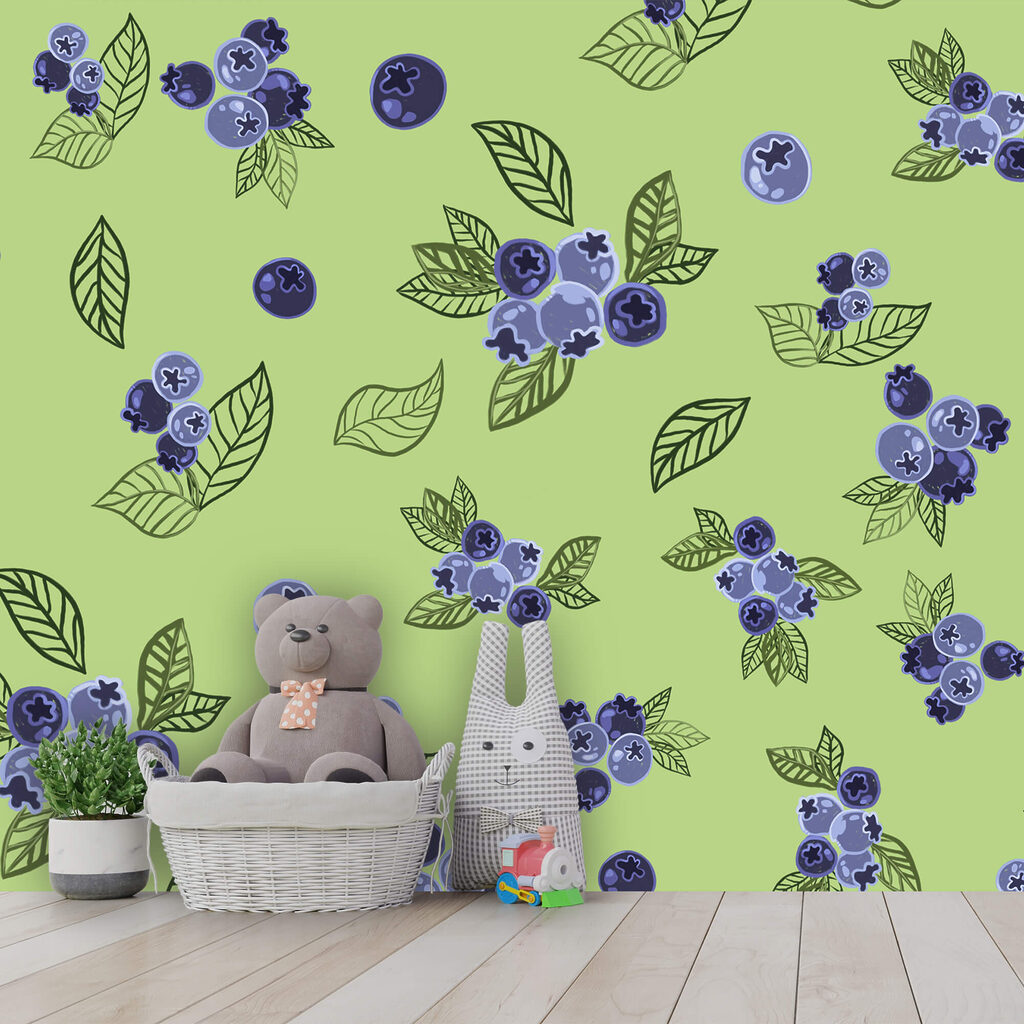 Blauwe bessen op appelgroen — interieur 2