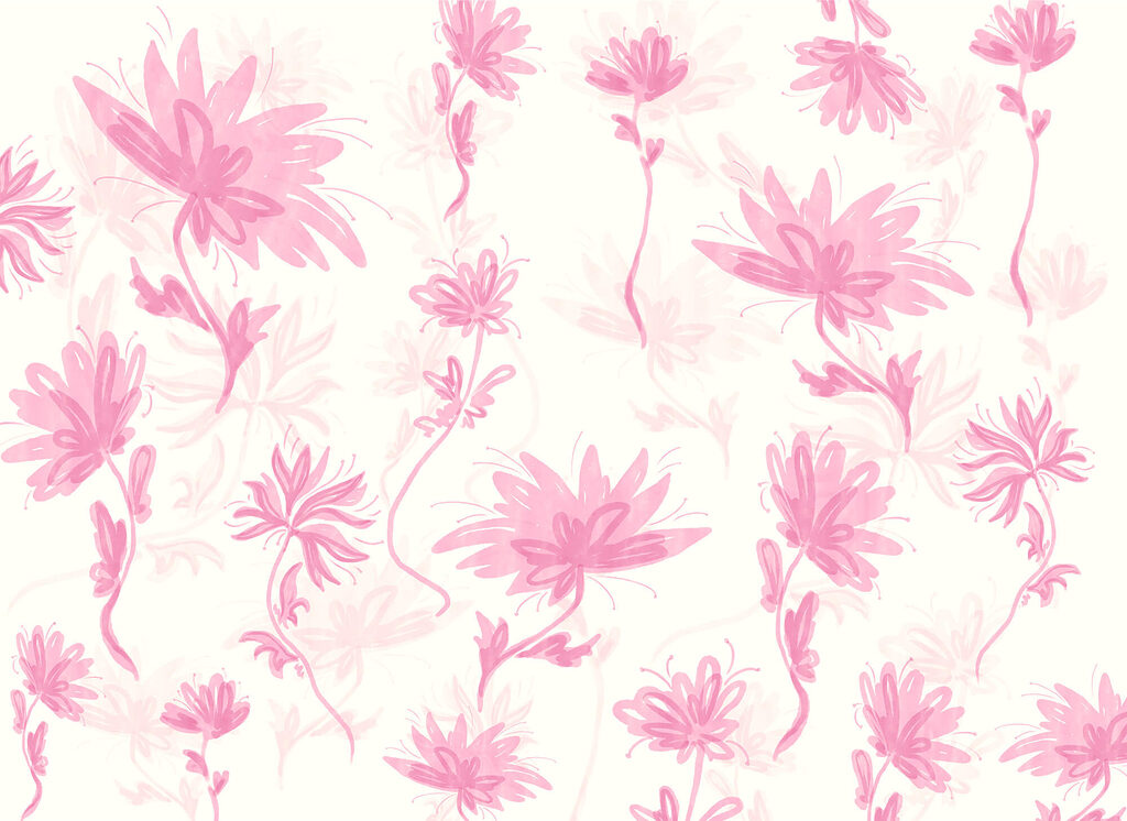 Roze bloemen op een witte achtergrond — volledig ontwerp