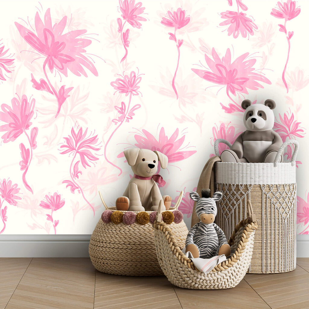 Roze bloemen op een witte achtergrond — interieur 2