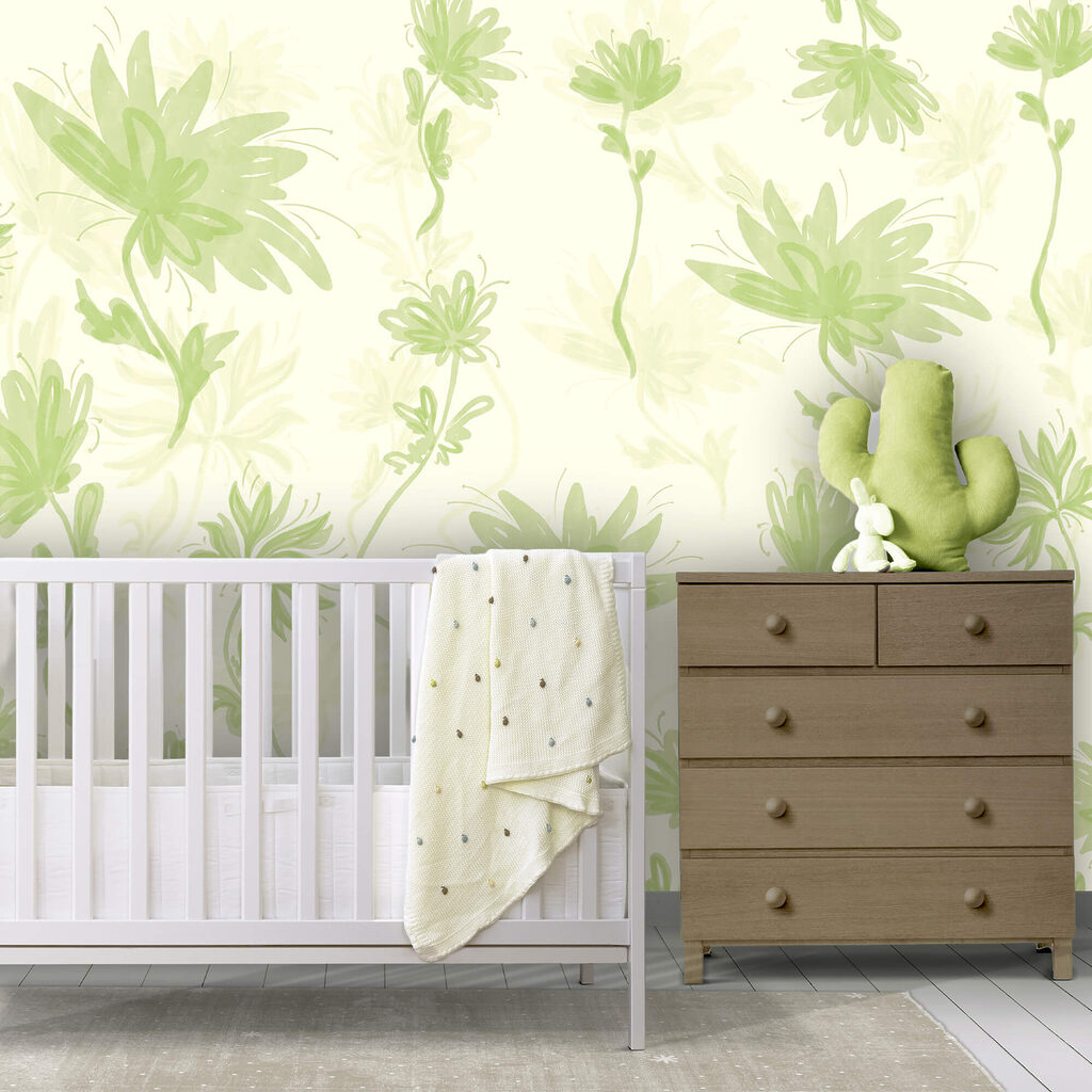 Groen-wit bloemenpatroon — interieur 2