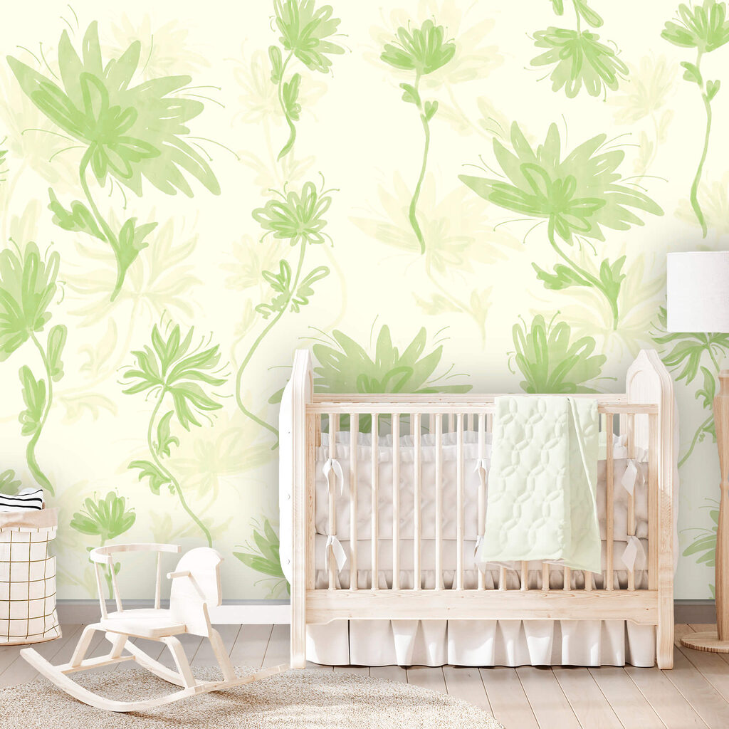 Groen-wit bloemenpatroon — interieur 1