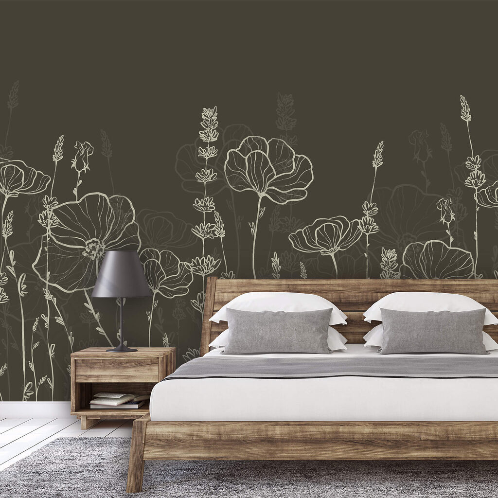 Een rij bloemen tegen een donkere achtergrond — interieur 2
