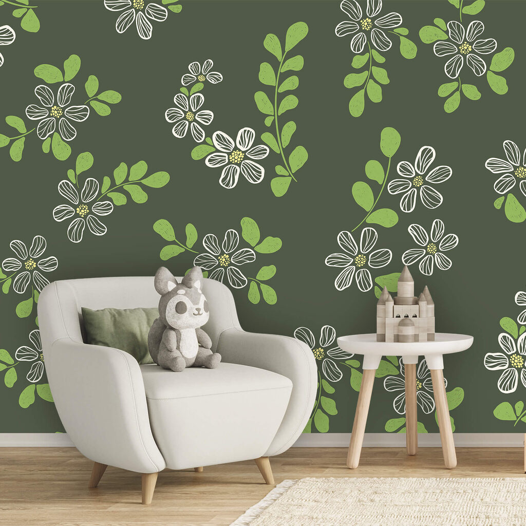 Bloemetjes met heldergroene blaadjes — interieur 2