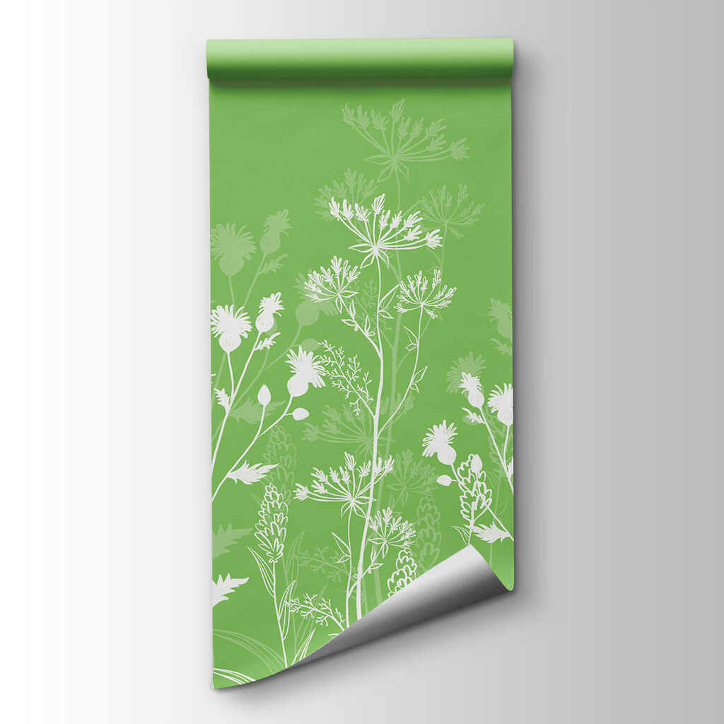 Witte bloemen op een groene achtergrond — productweergave