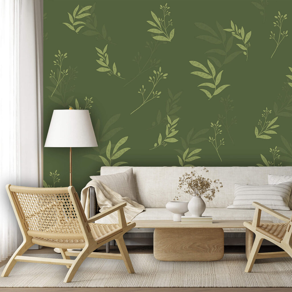 Kleine takjes op bosgroen — interieur 1