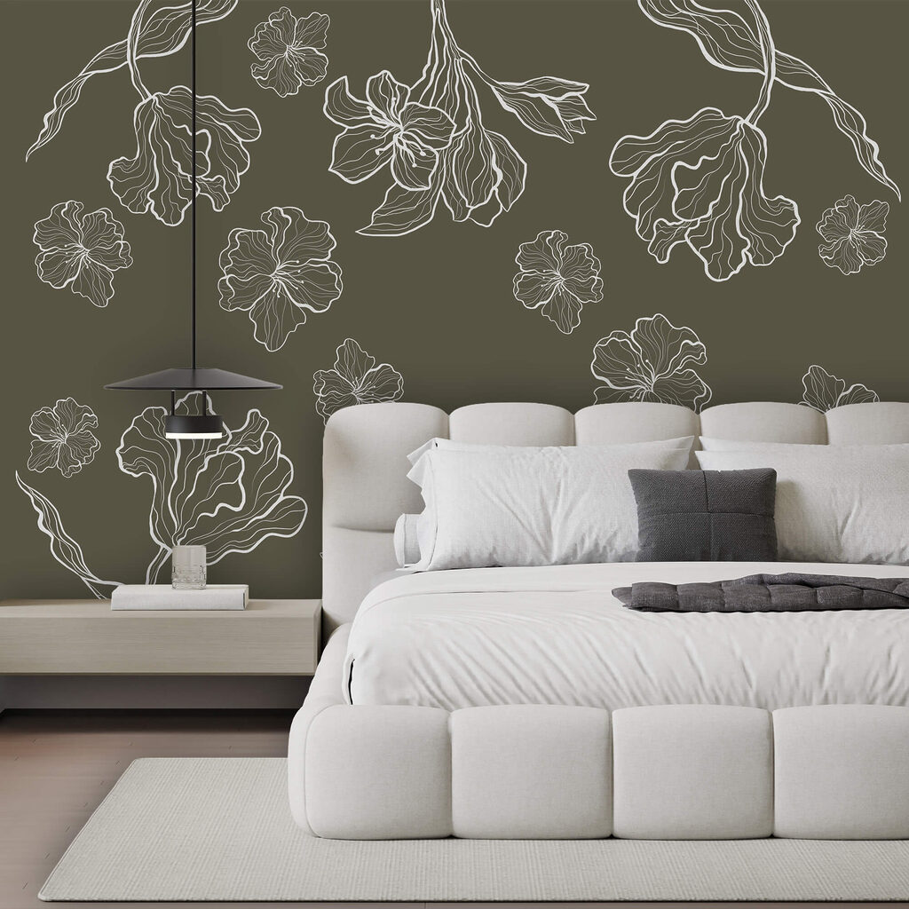 Bloemcontouren op donkere achtergrond — interieur 2