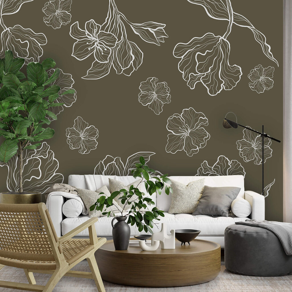 Bloemcontouren op donkere achtergrond — interieur 1
