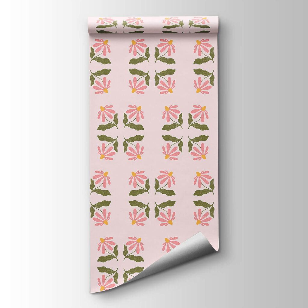 Roze bloemen, groene stelen — productweergave