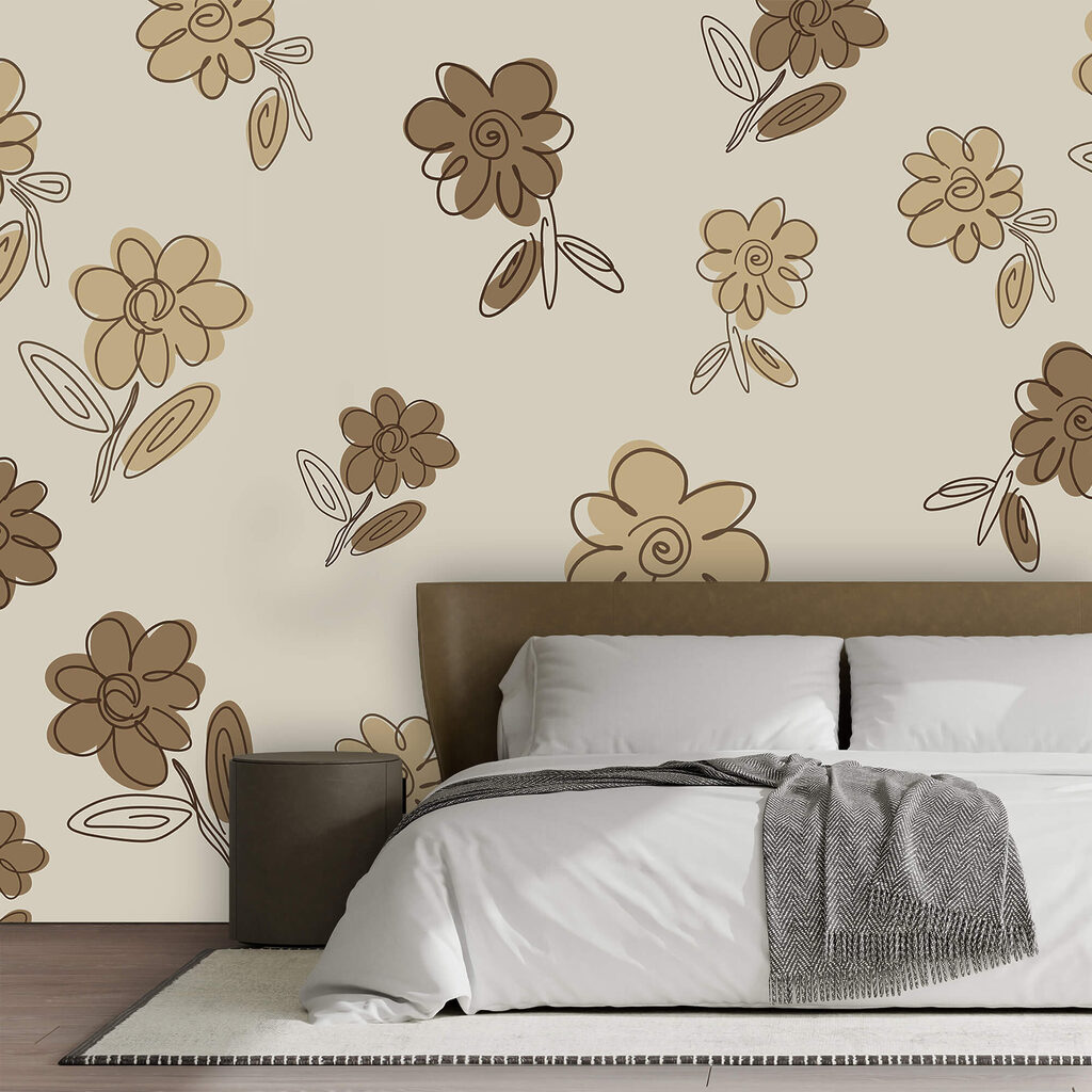 Bruine bloemen met spiralen — interieur 1