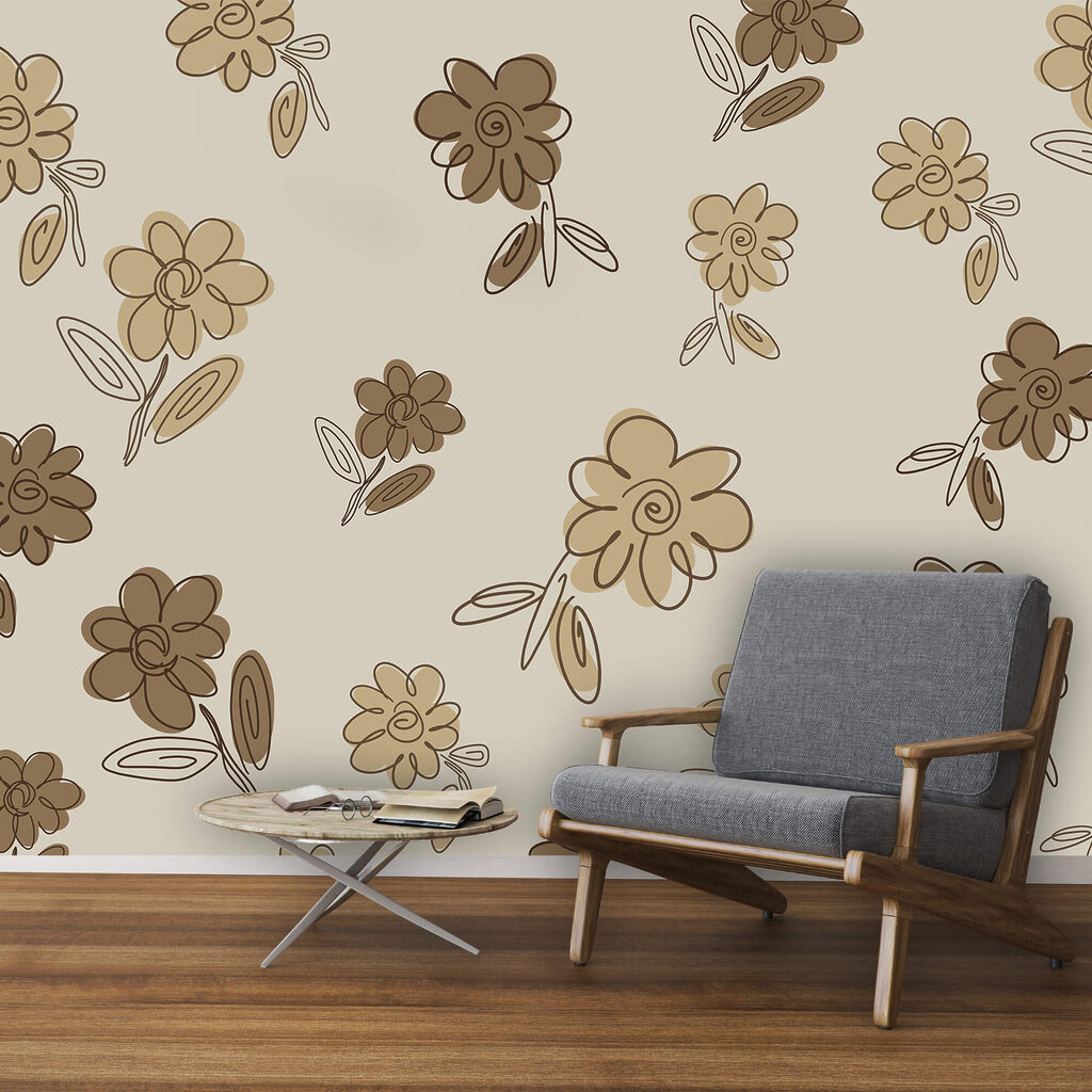 Bruine bloemen met spiralen — interieur 2