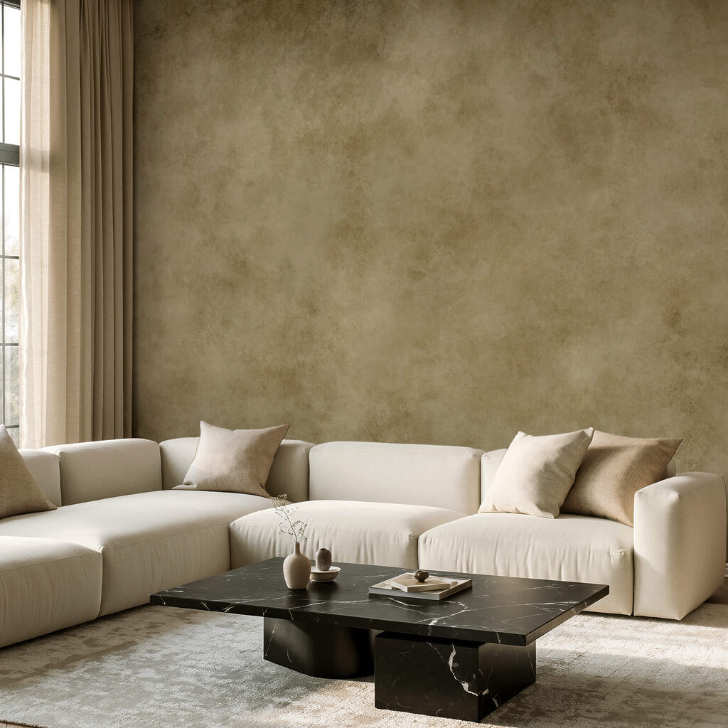 Verweerde verf in olijfgoud — interieur 2