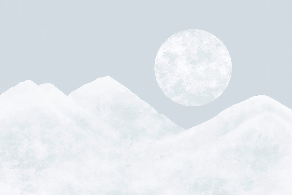 Maan boven een besneeuwde berg — volledig ontwerp