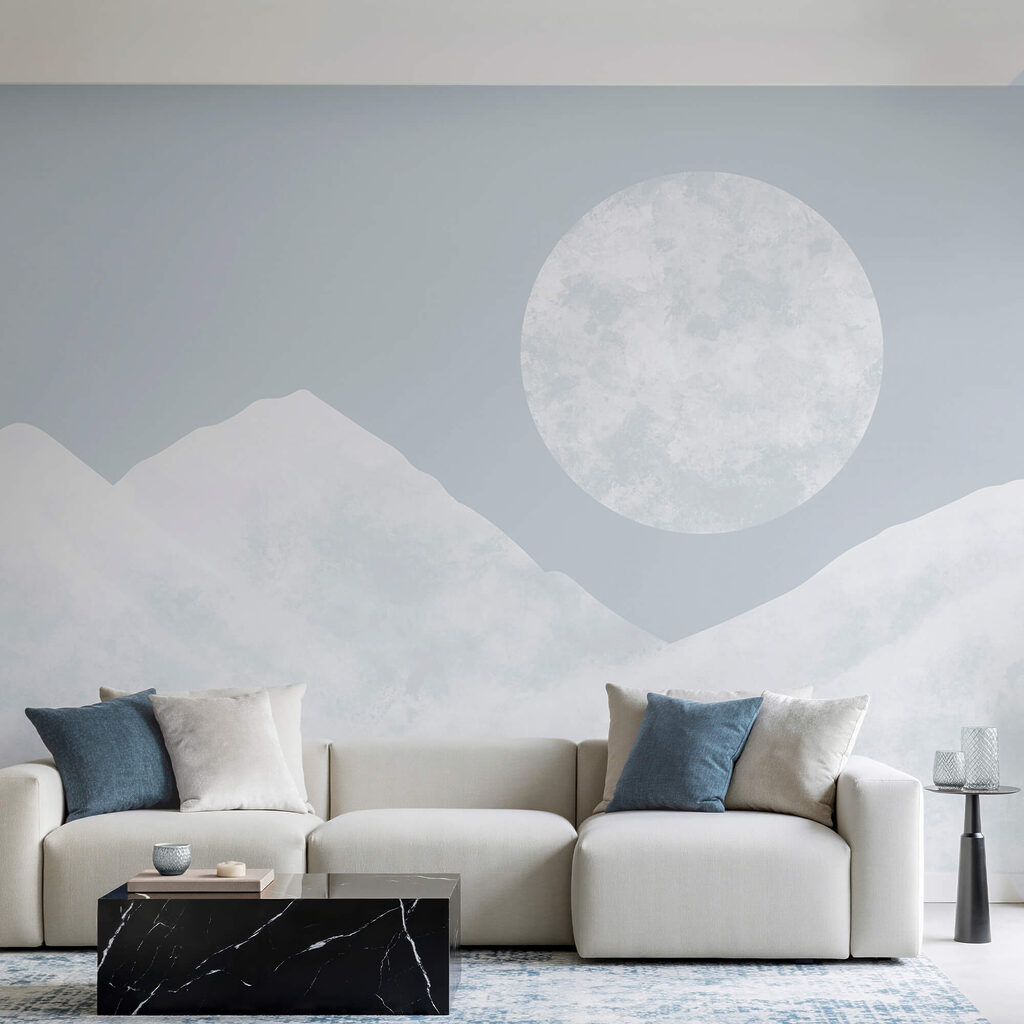 Maan boven een besneeuwde berg — interieur 1