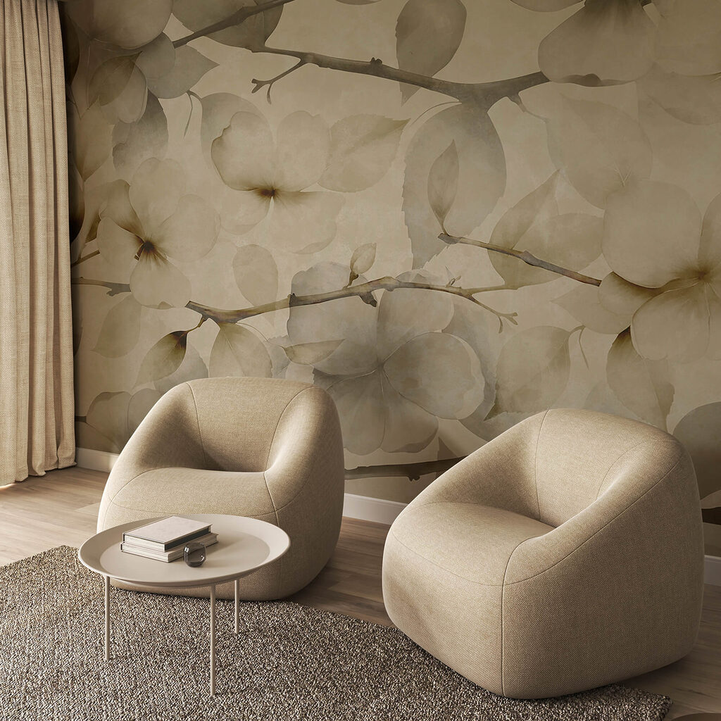 Bloesemtakken in zachte zandtinten — interieur 2