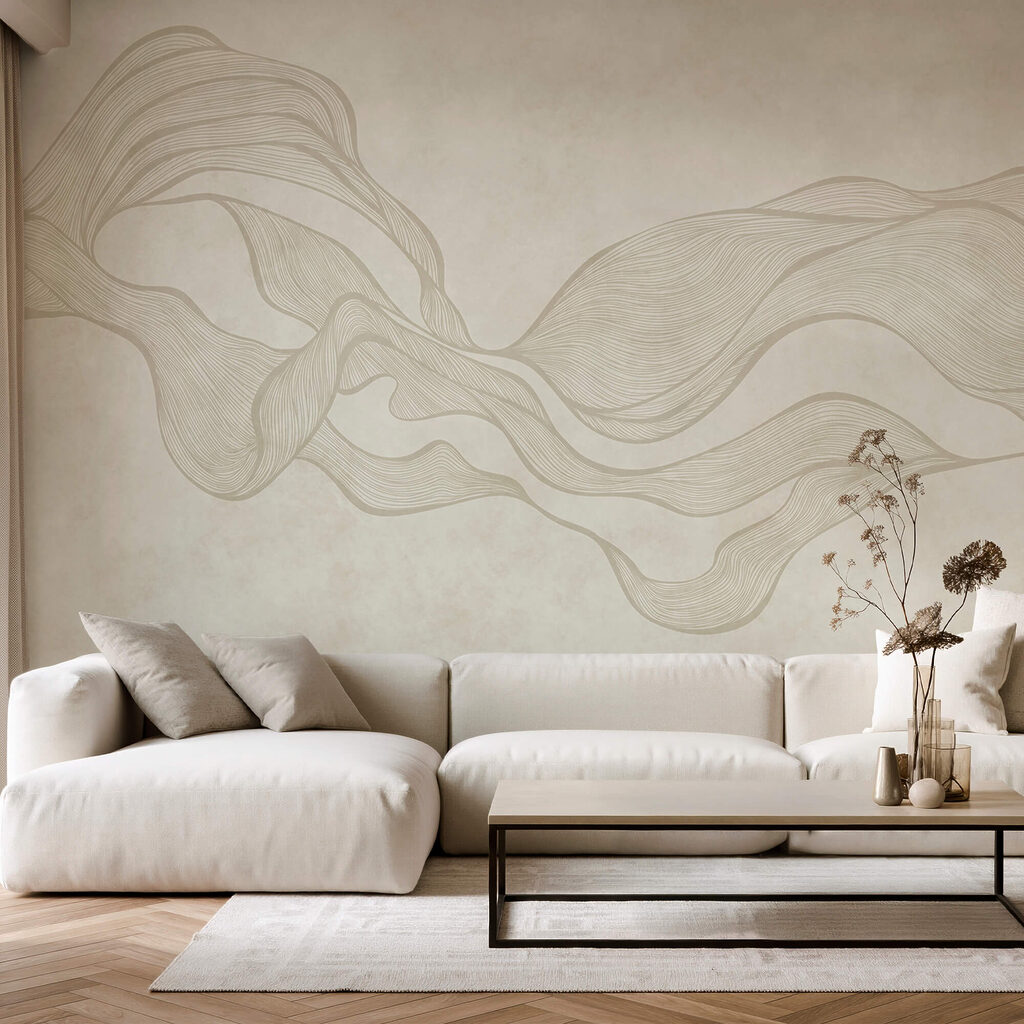 Wit en bruin golvend patroon in een interieur