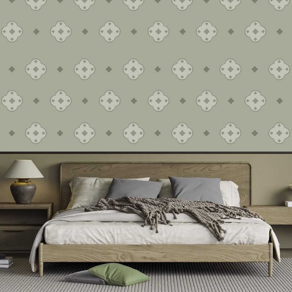 Kleine ornamenten op grijsgroen — interieur 1