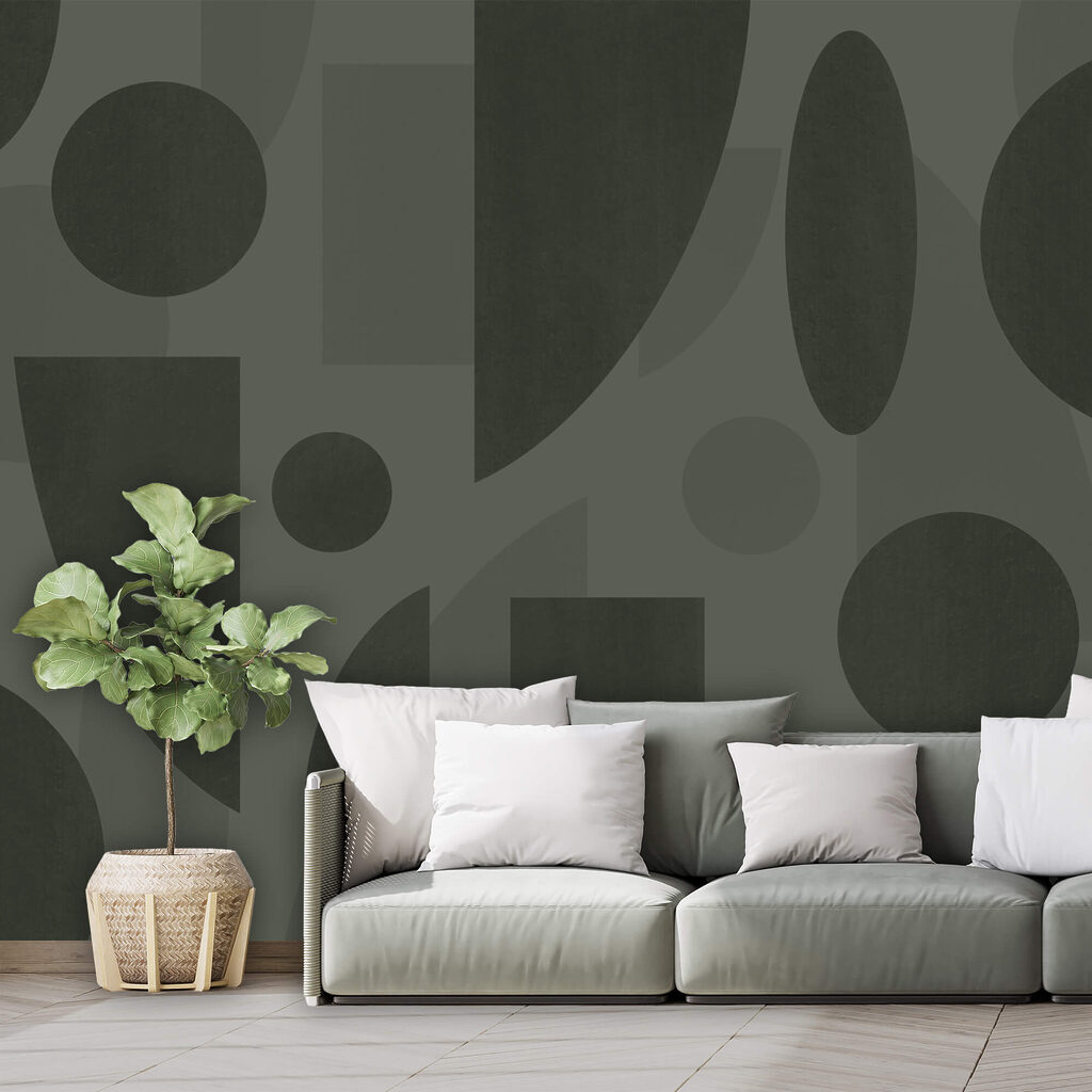 Donkere vormen op olijfgroen — interieur 2