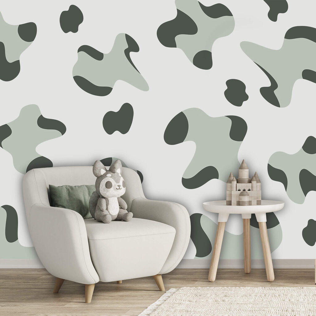 Ronde vlekken in grijsgroen — interieur 1