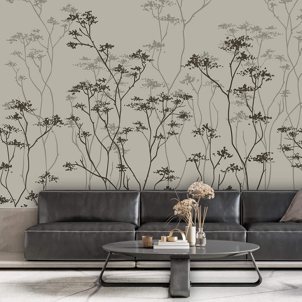 Schermbloemen in donkere contouren — interieur 2