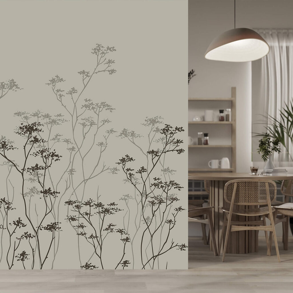 Schermbloemen in donkere contouren — interieur 1