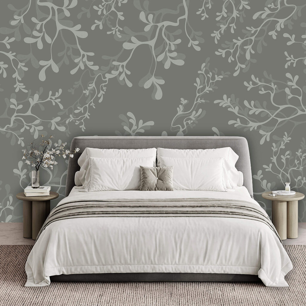 Grijze achtergrond met takken — interieur 2