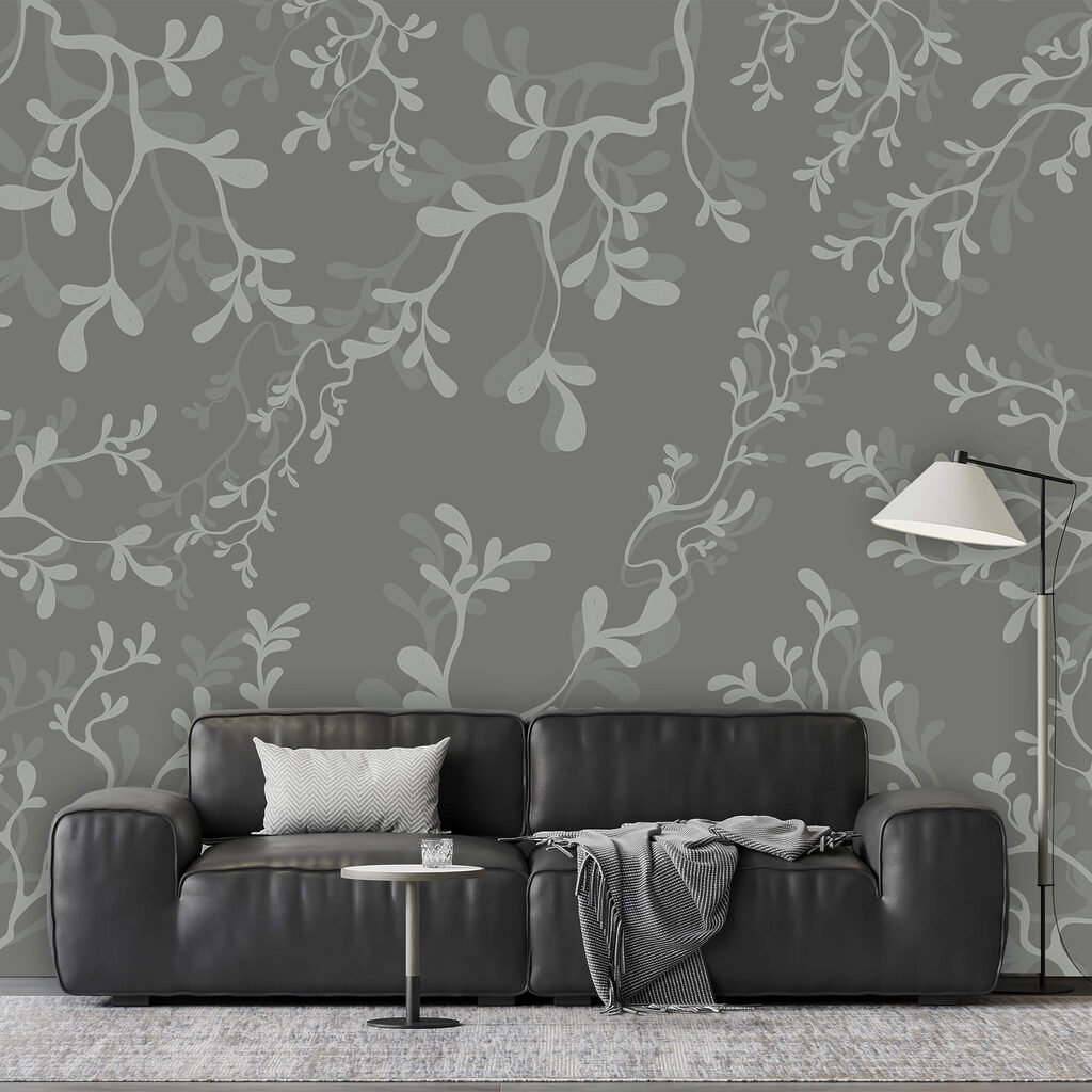 Grijze achtergrond met takken — interieur 1