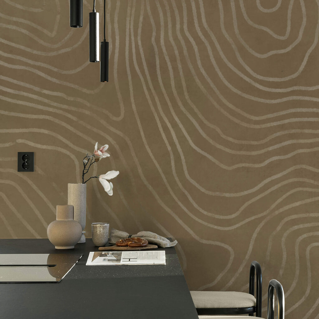 Golvende lijnen op olijfbruin — interieur 3