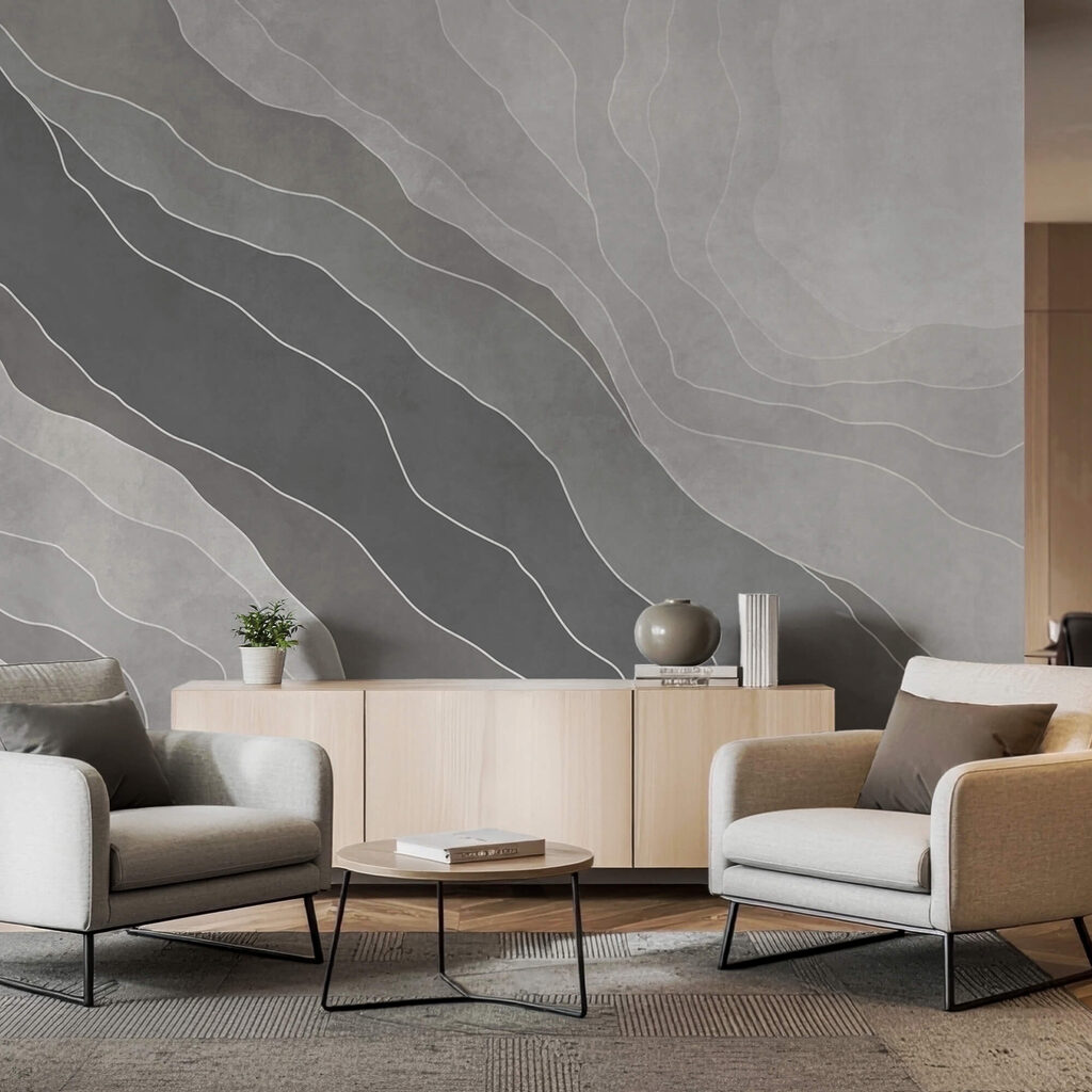 Grijze banen met adercontouren — interieur 2
