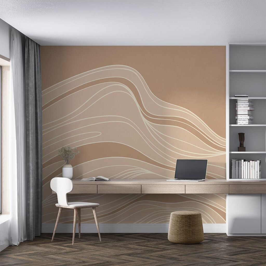 Witte golflijnen over zandkleur — interieur 1