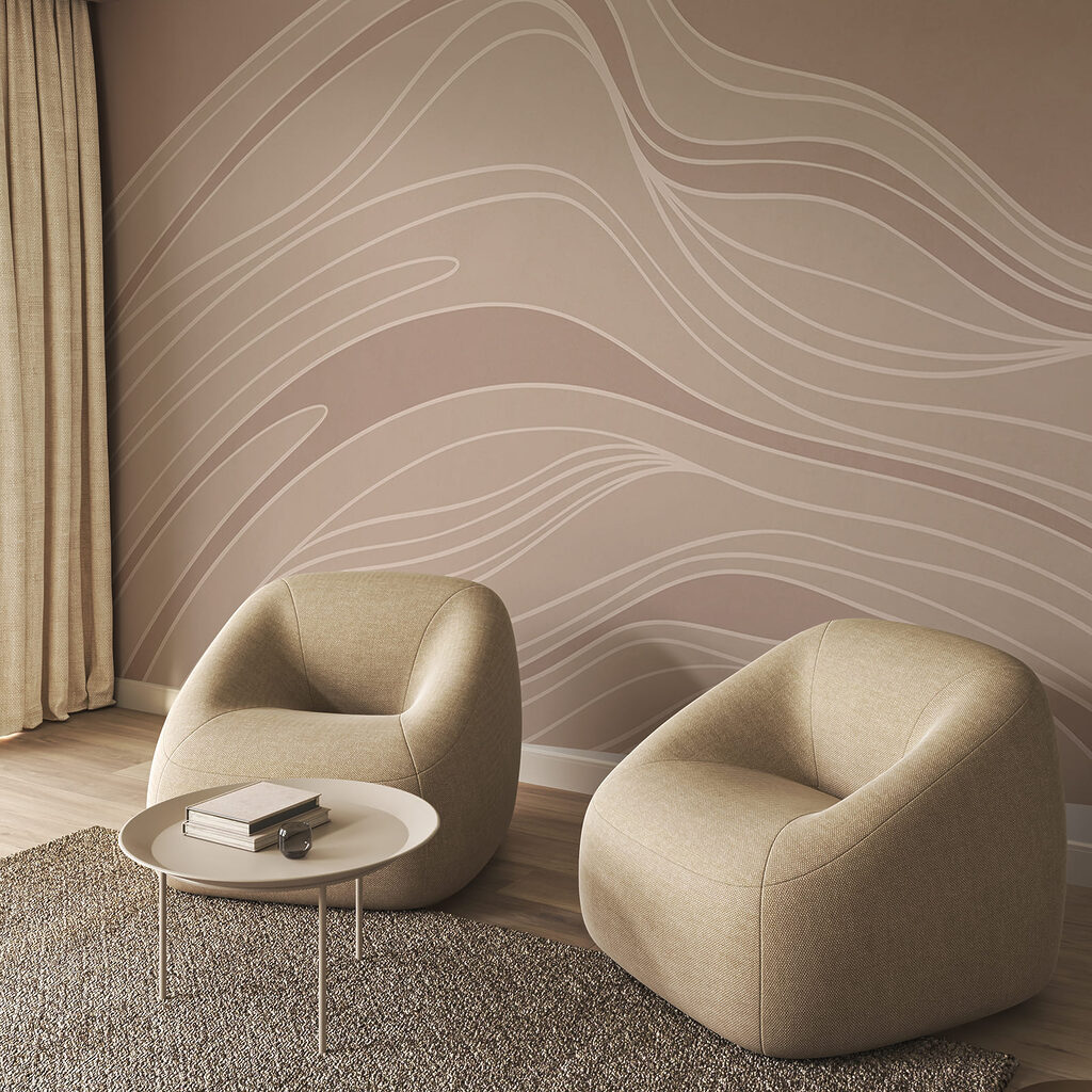 Bruine en witte golvende lijnen — interieur 2